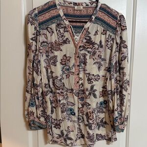 Floral Print Women's Blouse with Button Detail